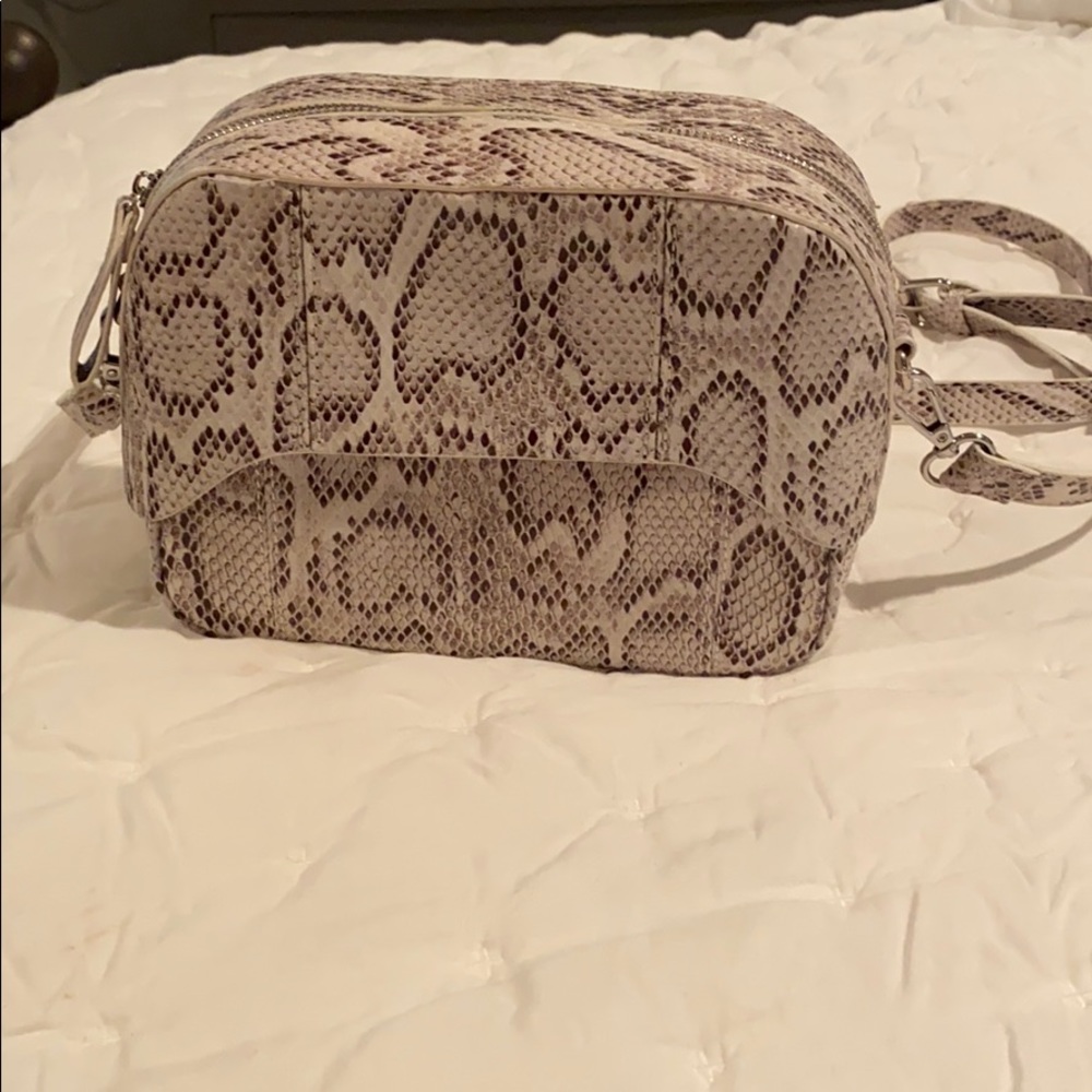 Snakeskin print cross body bag